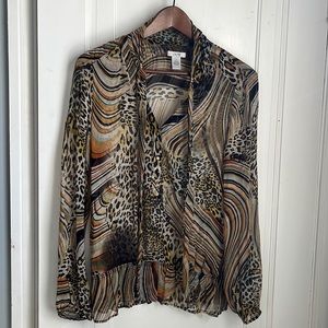 Cache sheer retro animal print top